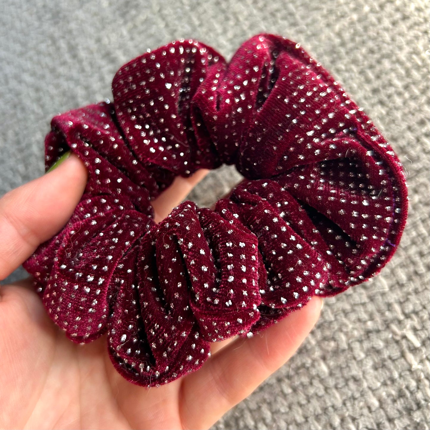 Burgundy Sparkle Velvet Scrunchie