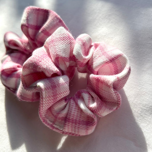 Pink and White Checked Baby Scrunchie