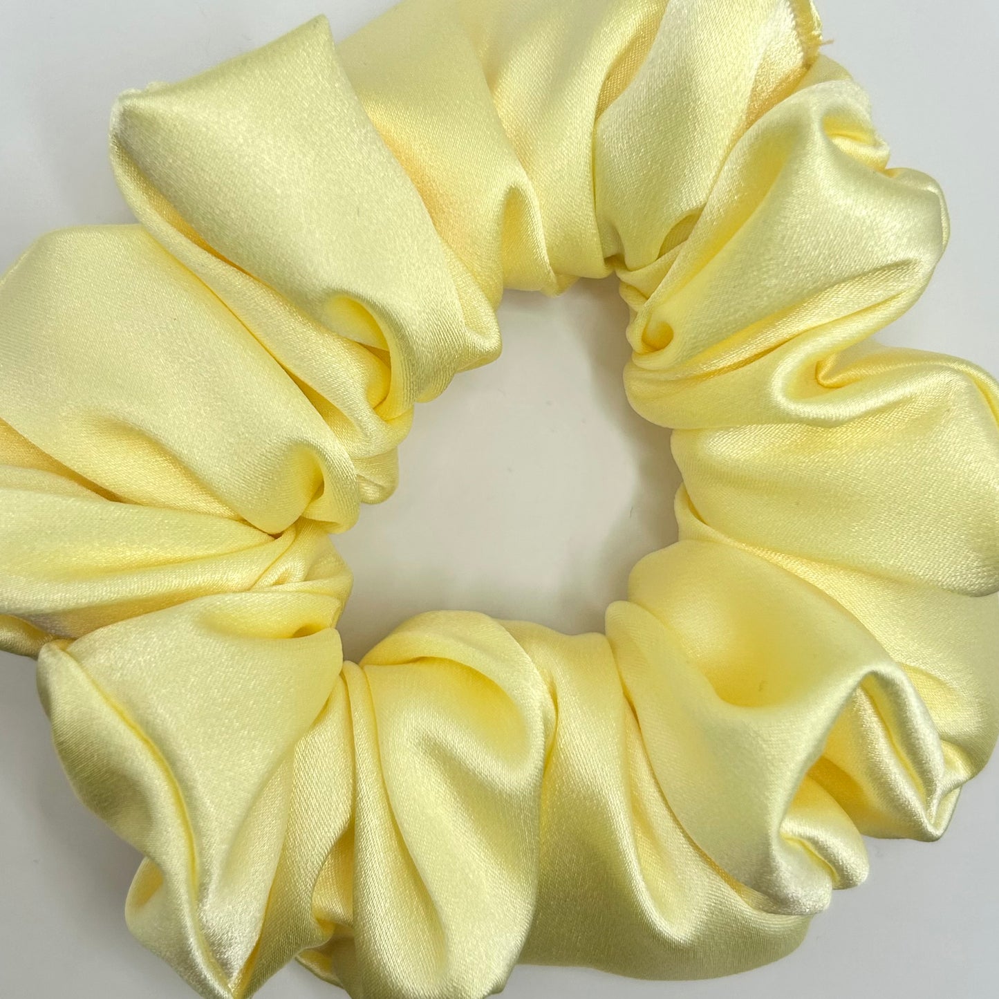 Pastel Yellow Satin Scrunchie