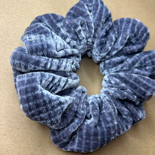 Blue/Grey Textured Velvet Scrunchie