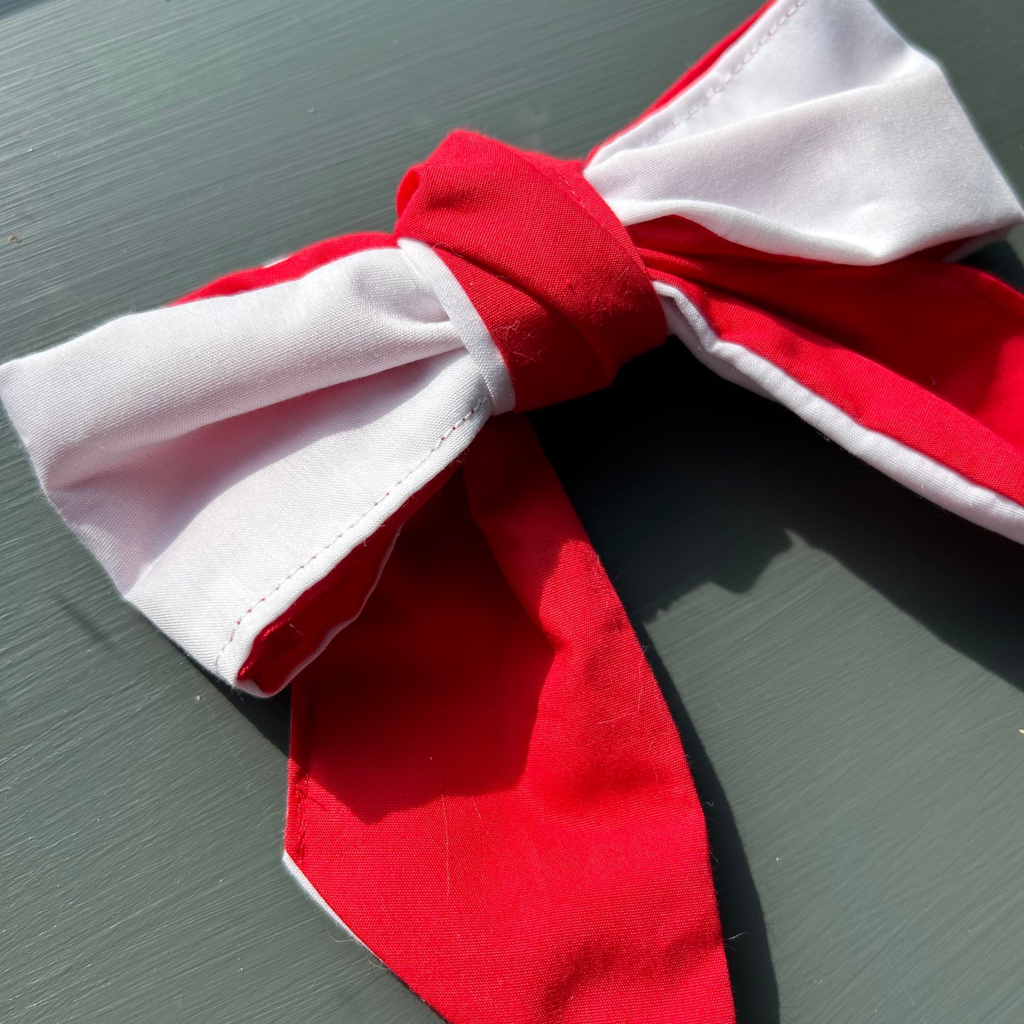 Red & White England Euro's Hair Bow