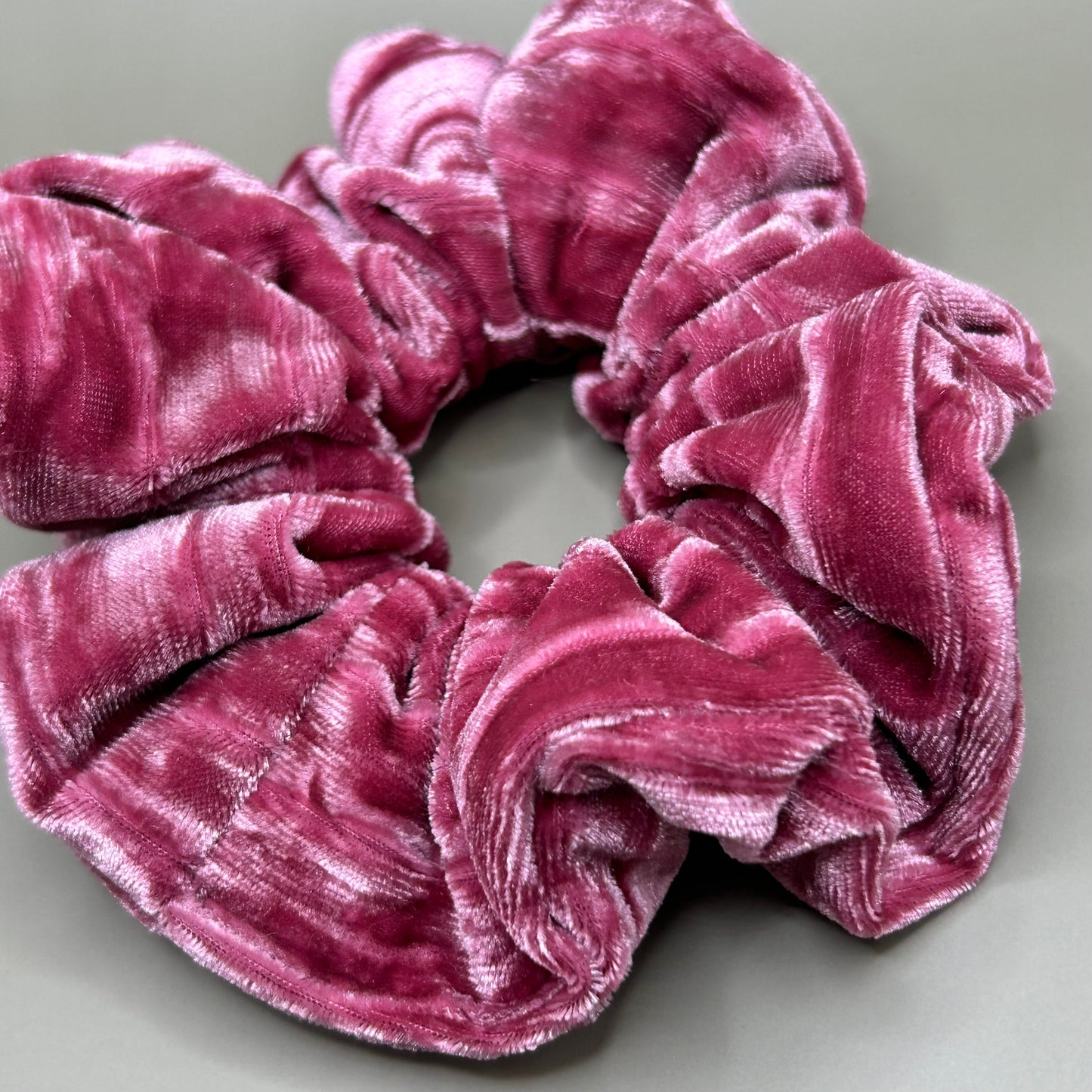 Pink Crinkle Velvet Scrunchie