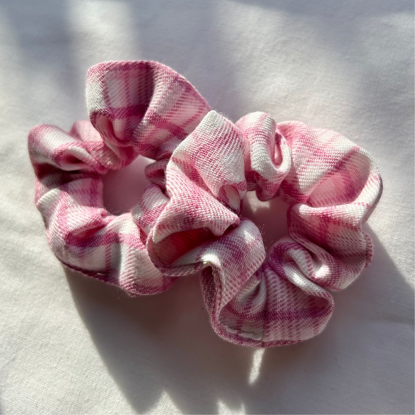 Pink and White Checked Baby Scrunchie