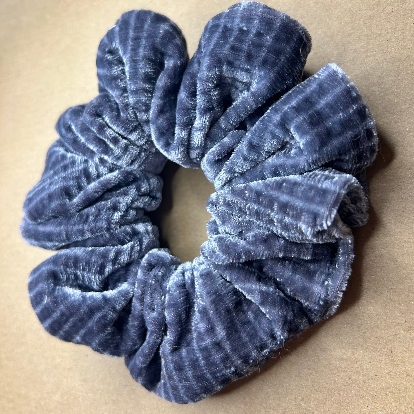 Blue/Grey Textured Velvet Scrunchie