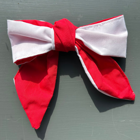 Red & White England Euro's Hair Bow
