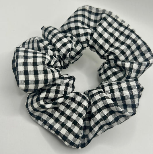 Black and White Gingham Scrunchie