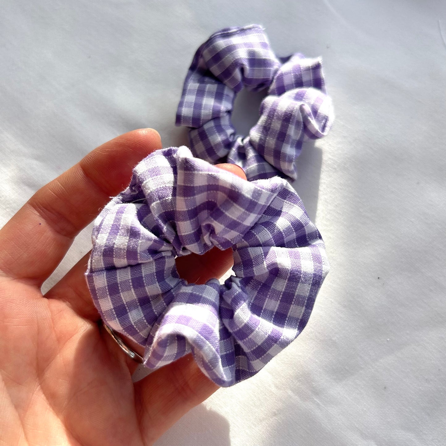 Lilac Gingham Baby Scrunchie