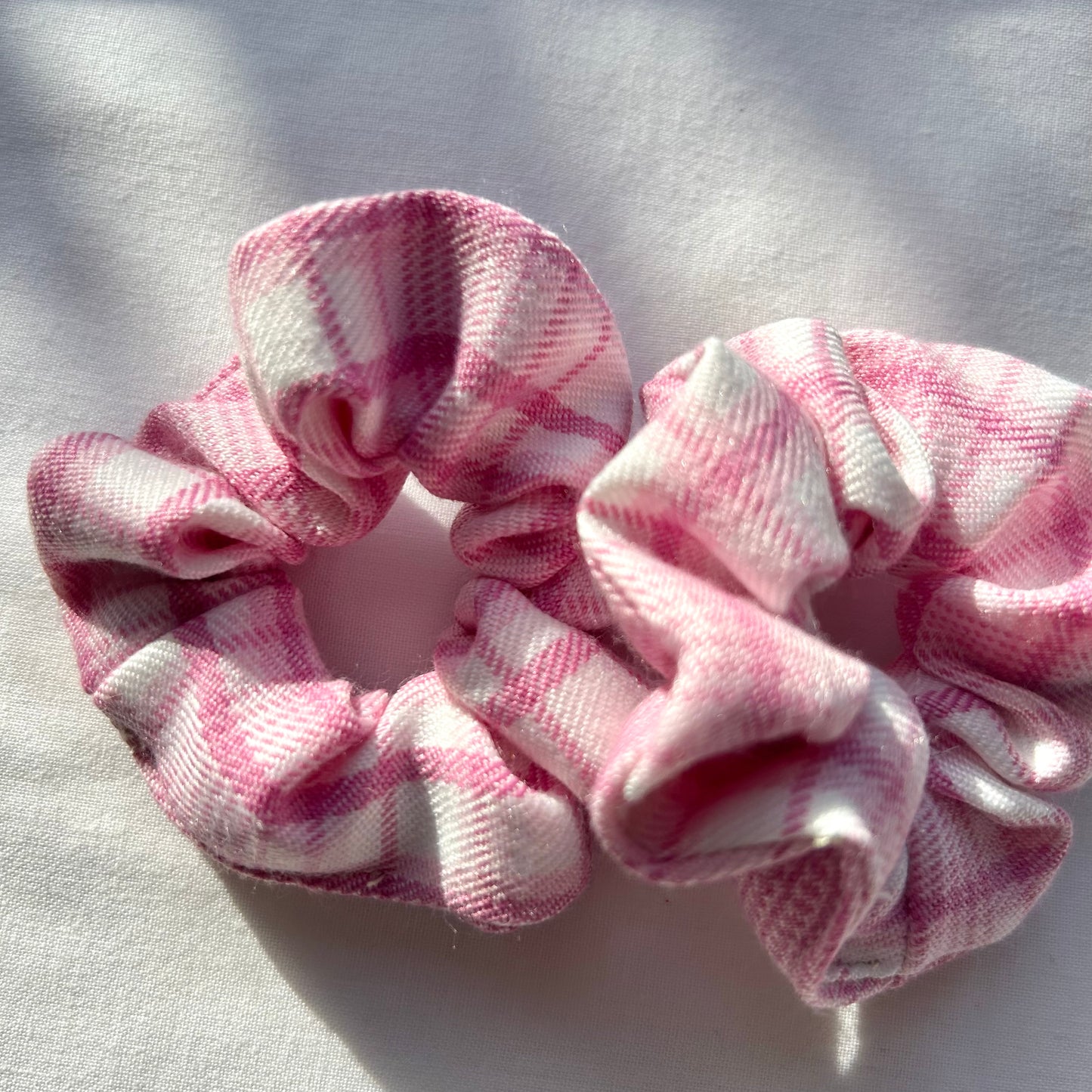 Pink and White Checked Baby Scrunchie