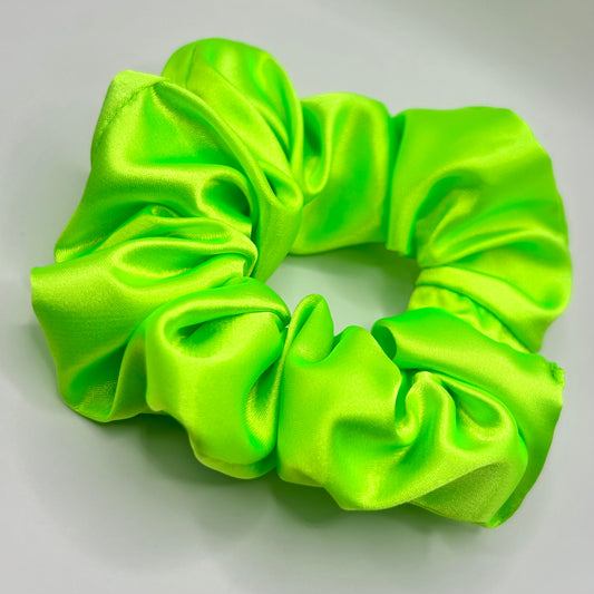 Fluorescent Green Satin Scrunchie