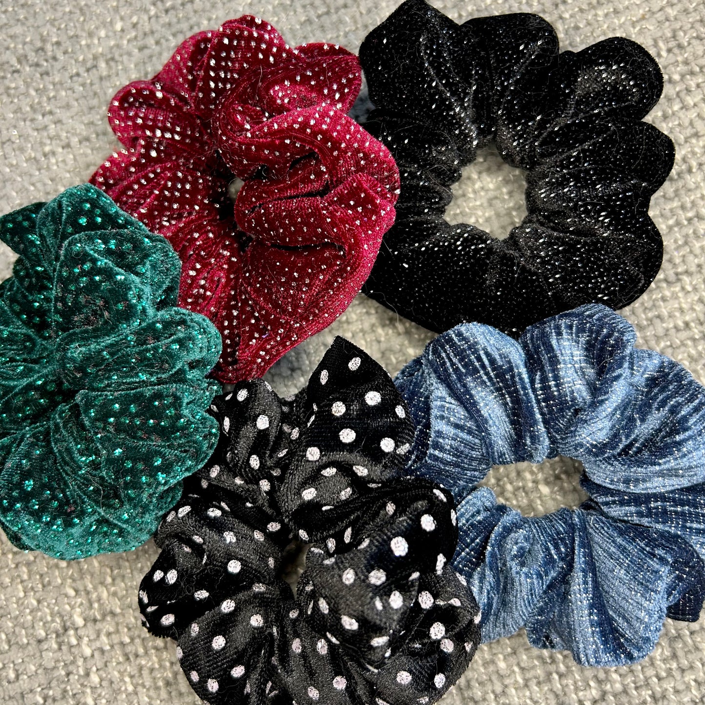 Burgundy Sparkle Velvet Scrunchie