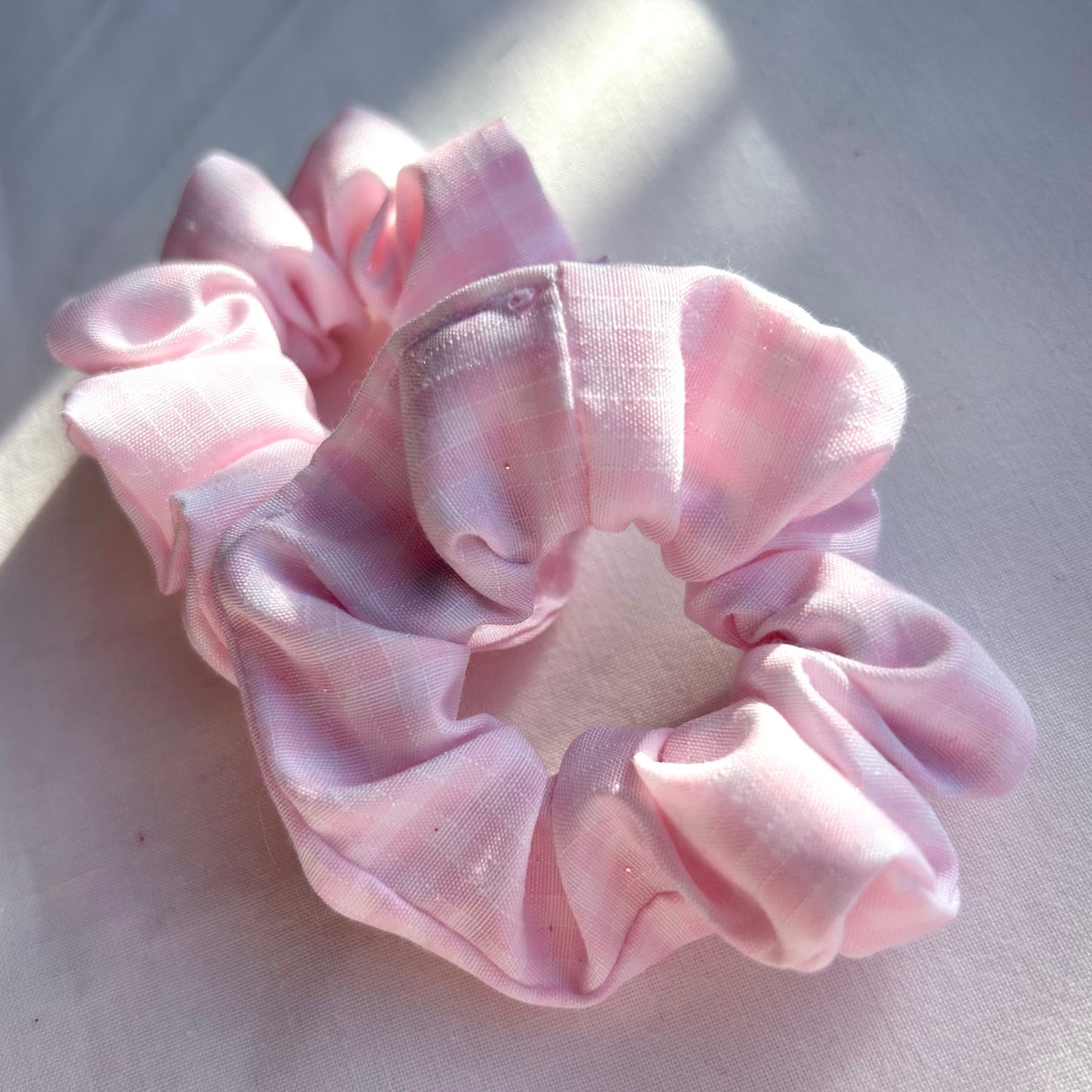Pale Pink Gingham Baby Scrunchie