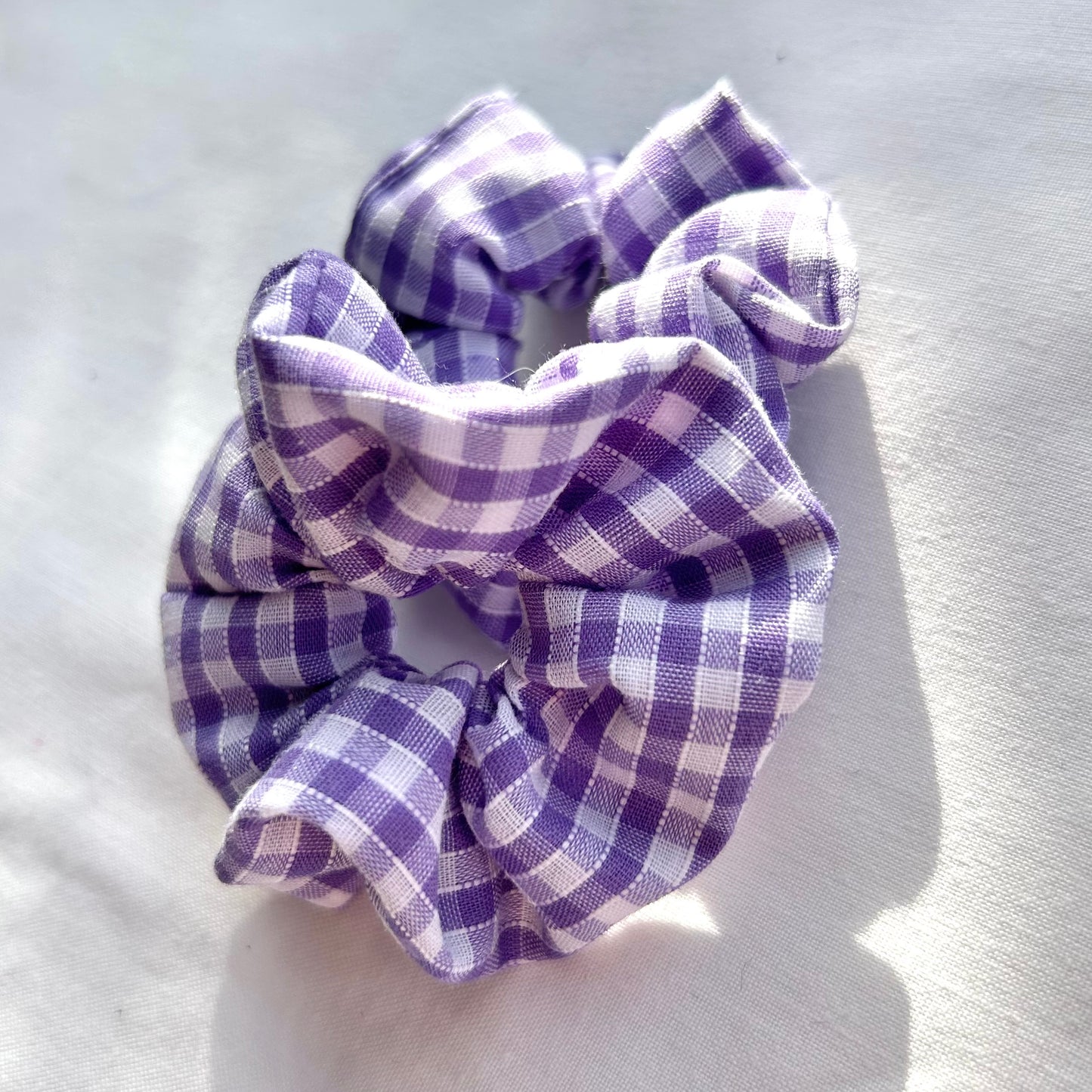 Lilac Gingham Baby Scrunchie