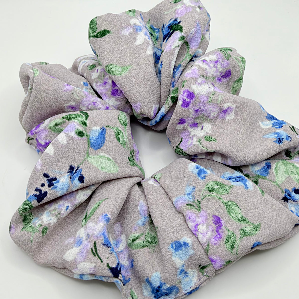 Grey Floral Watercolour Scrunchie