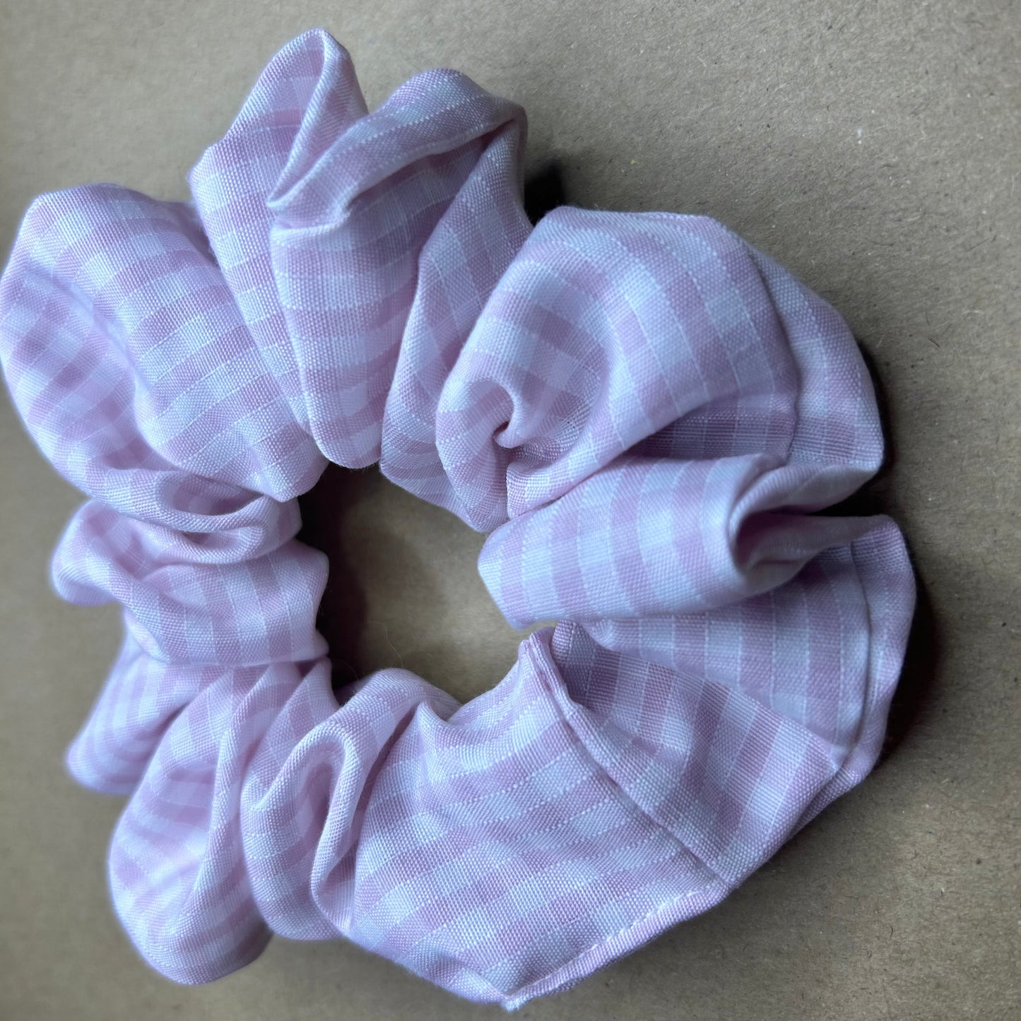 Pale Pink Gingham Scrunchie