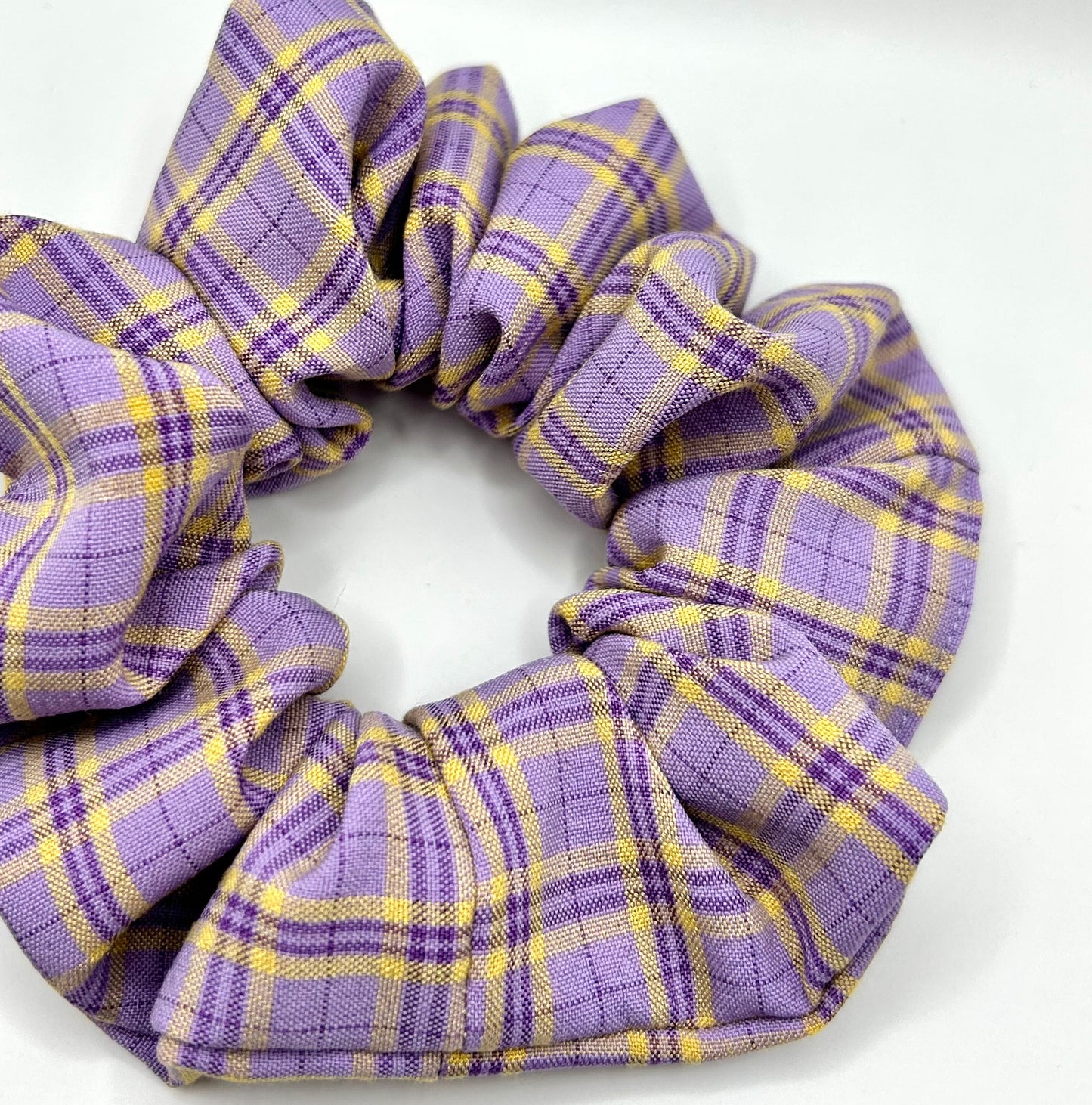 Lilac and Yellow Checked Scrunchie