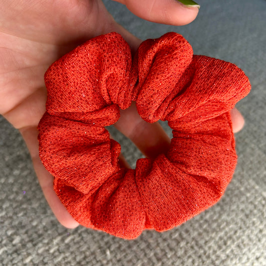 Orange Red Sparkle Scrunchie