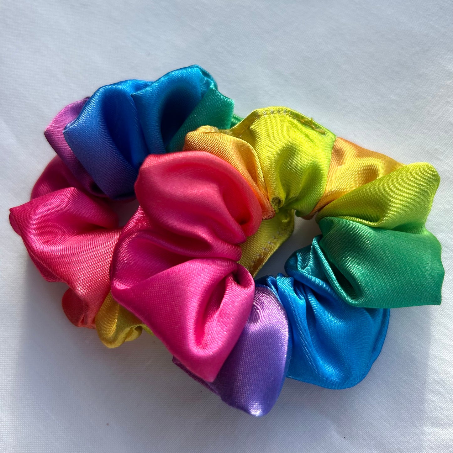 Rainbow Satin Baby Scrunchie