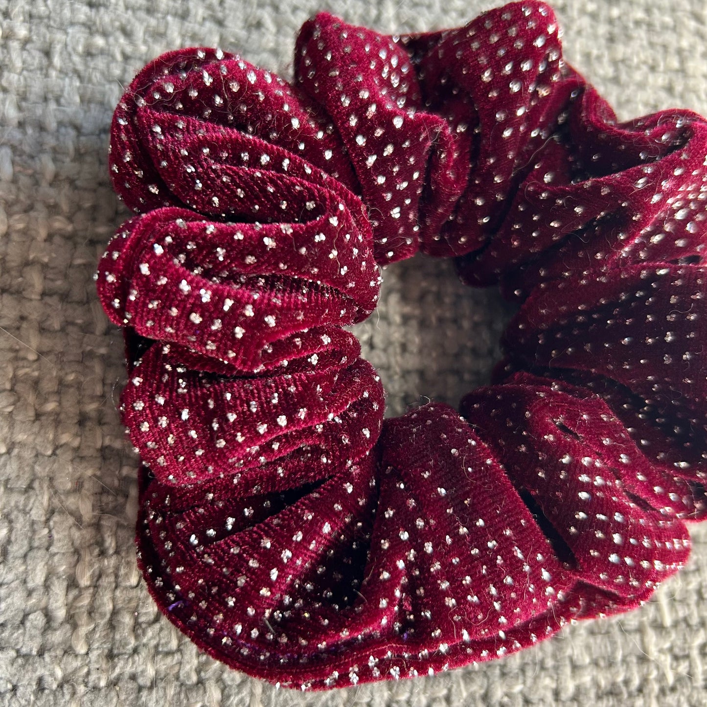 Burgundy Sparkle Velvet Scrunchie