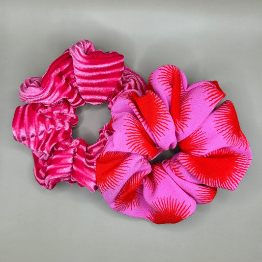 Pink Striped Velvet Scrunchie