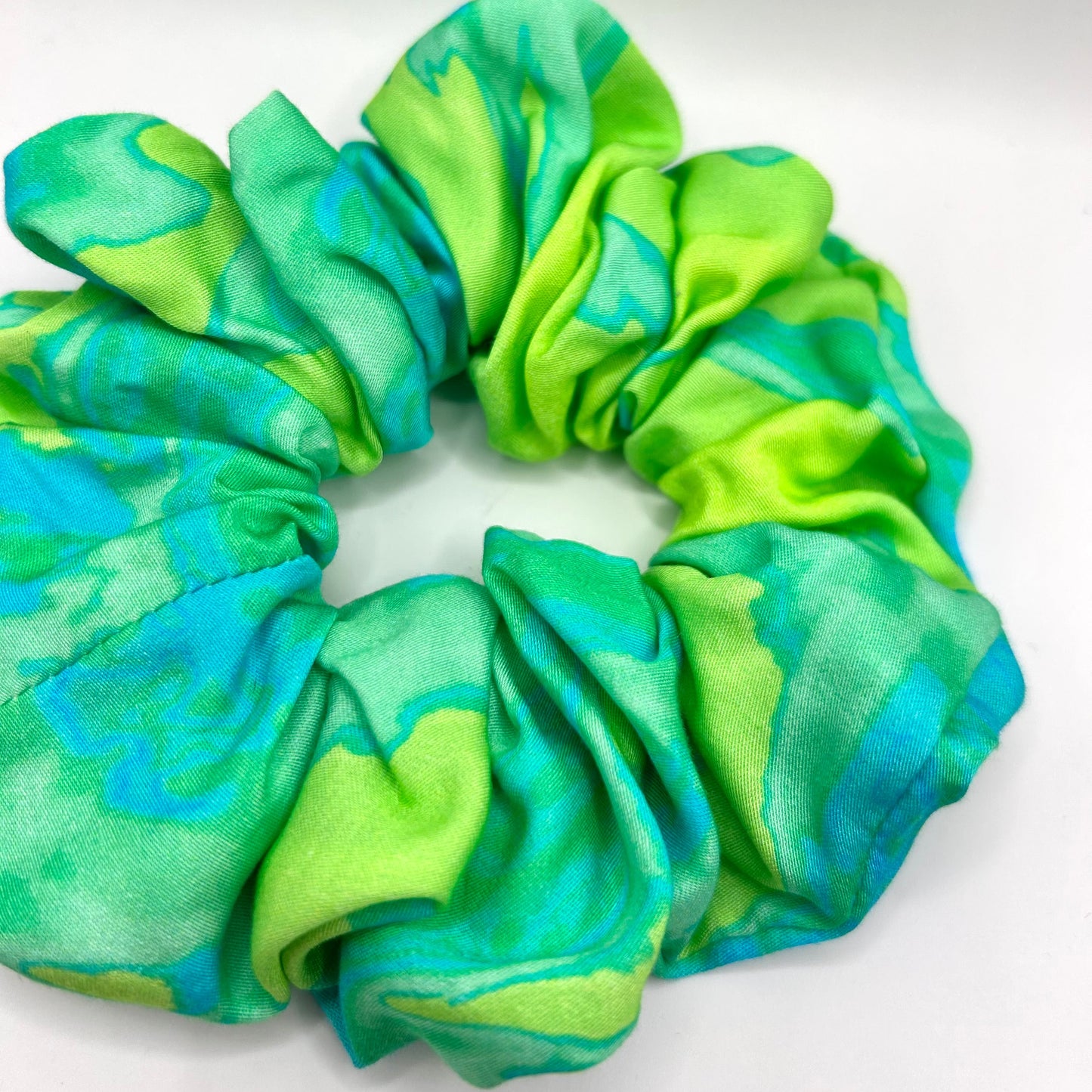 Turquoise & Green Watercolour Scrunchie