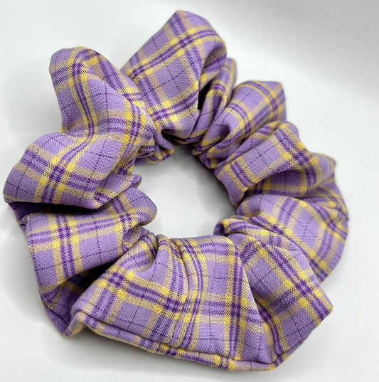 Lilac and Yellow Checked Scrunchie