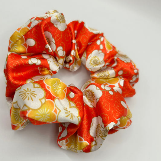 Red Oriental Satin Scrunchie