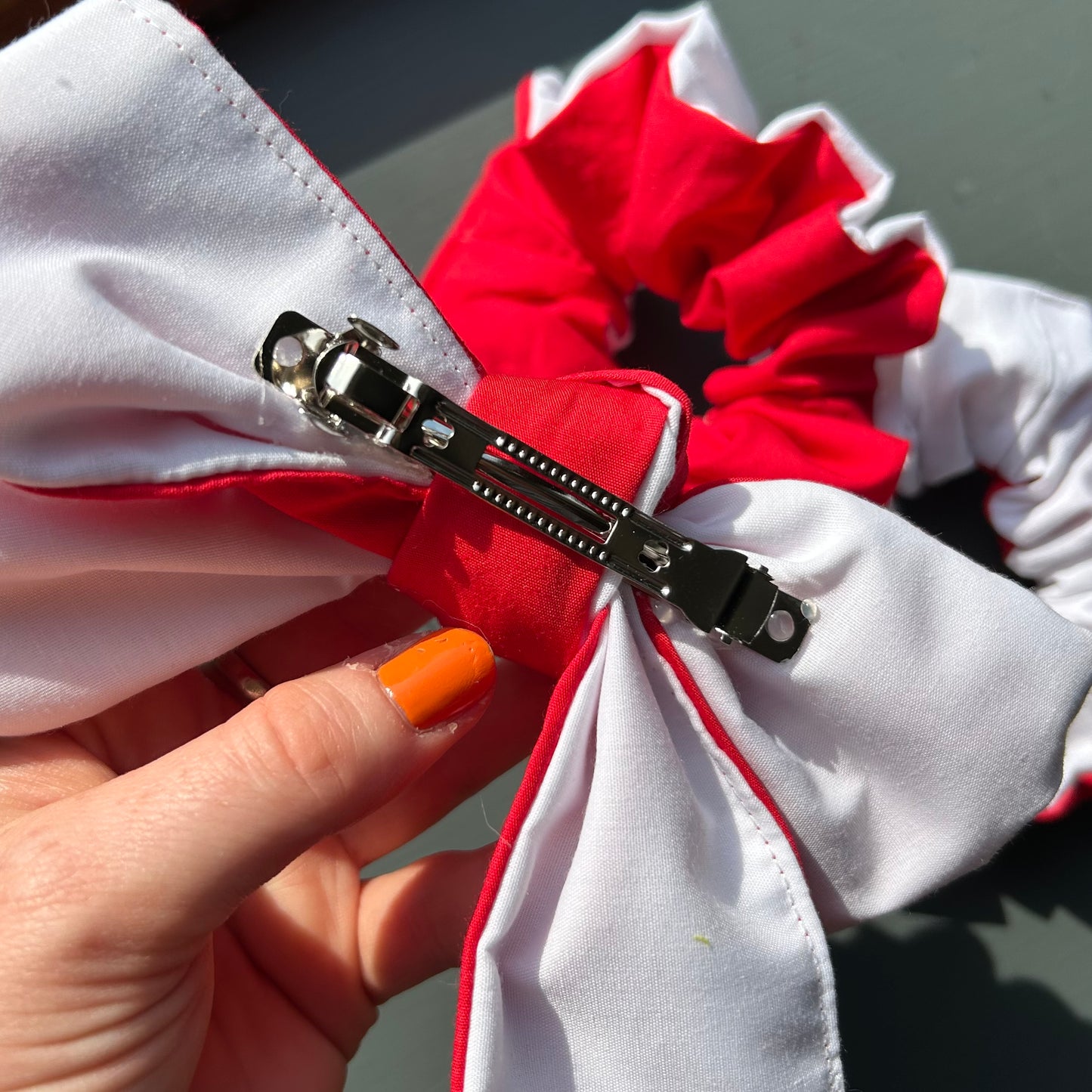 Red & White England Euro's Hair Bow