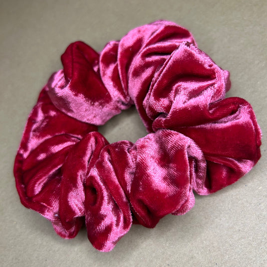 Dark Pink Crushed Velvet Scrunchie