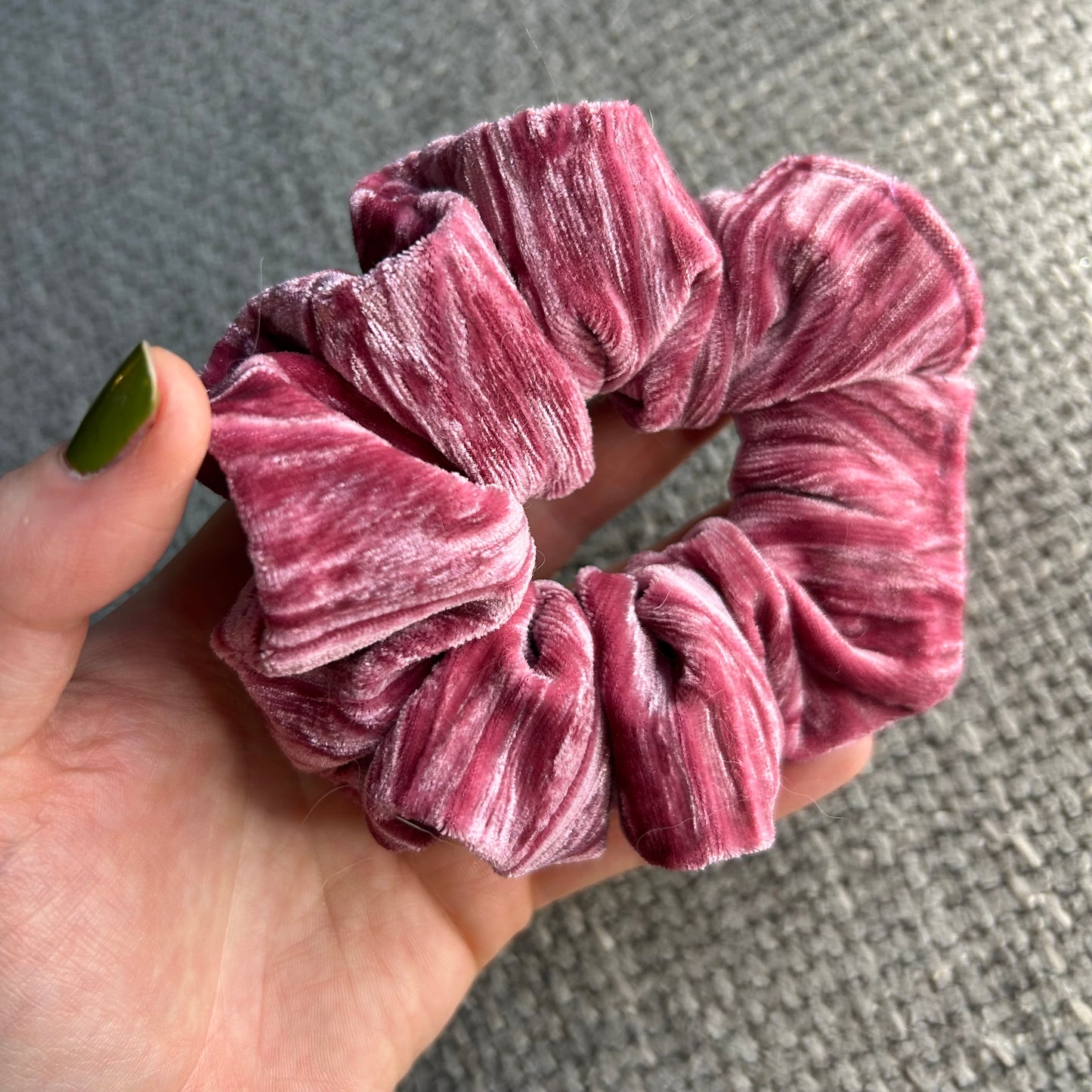 Pink Crinkle Velvet Scrunchie
