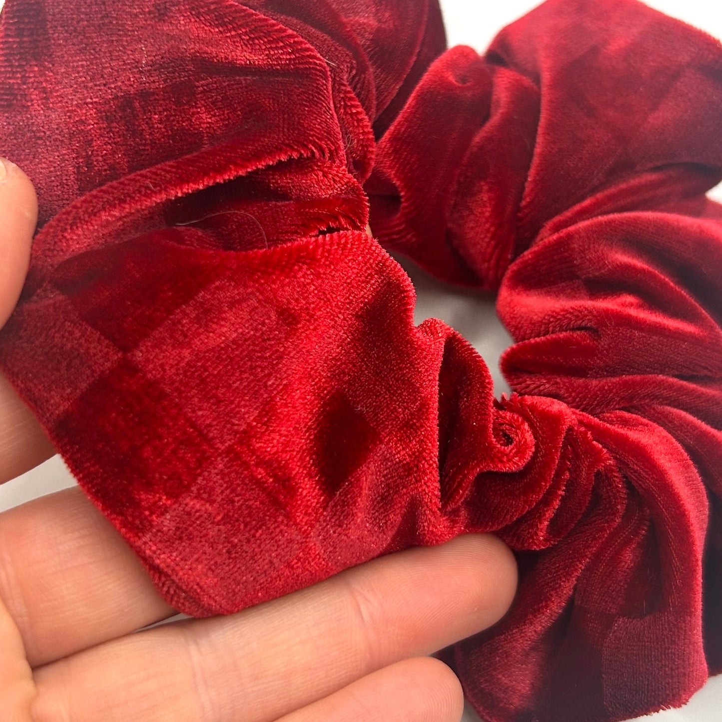 Red Subtle Checkerboard Velvet Scrunchie