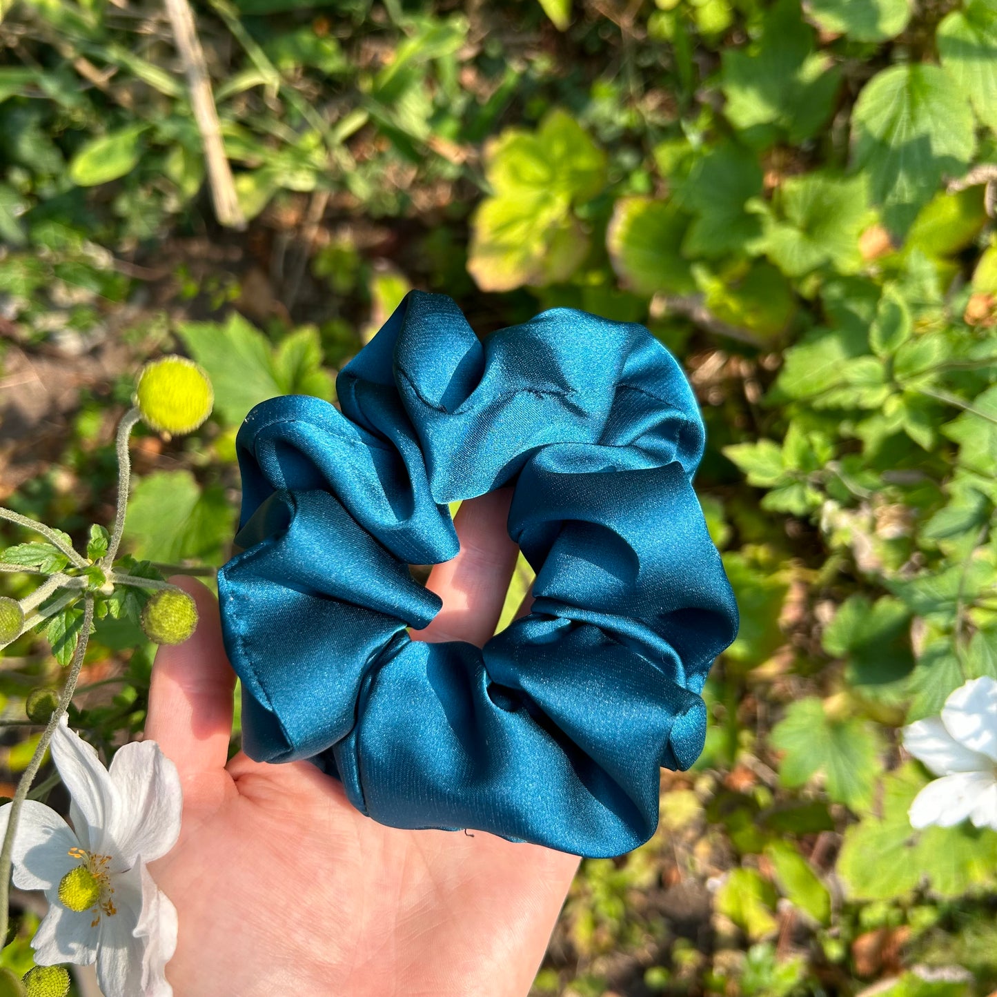 Teal Satin Scrunchie