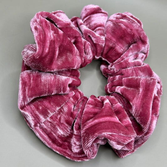 Pink Crinkle Velvet Scrunchie