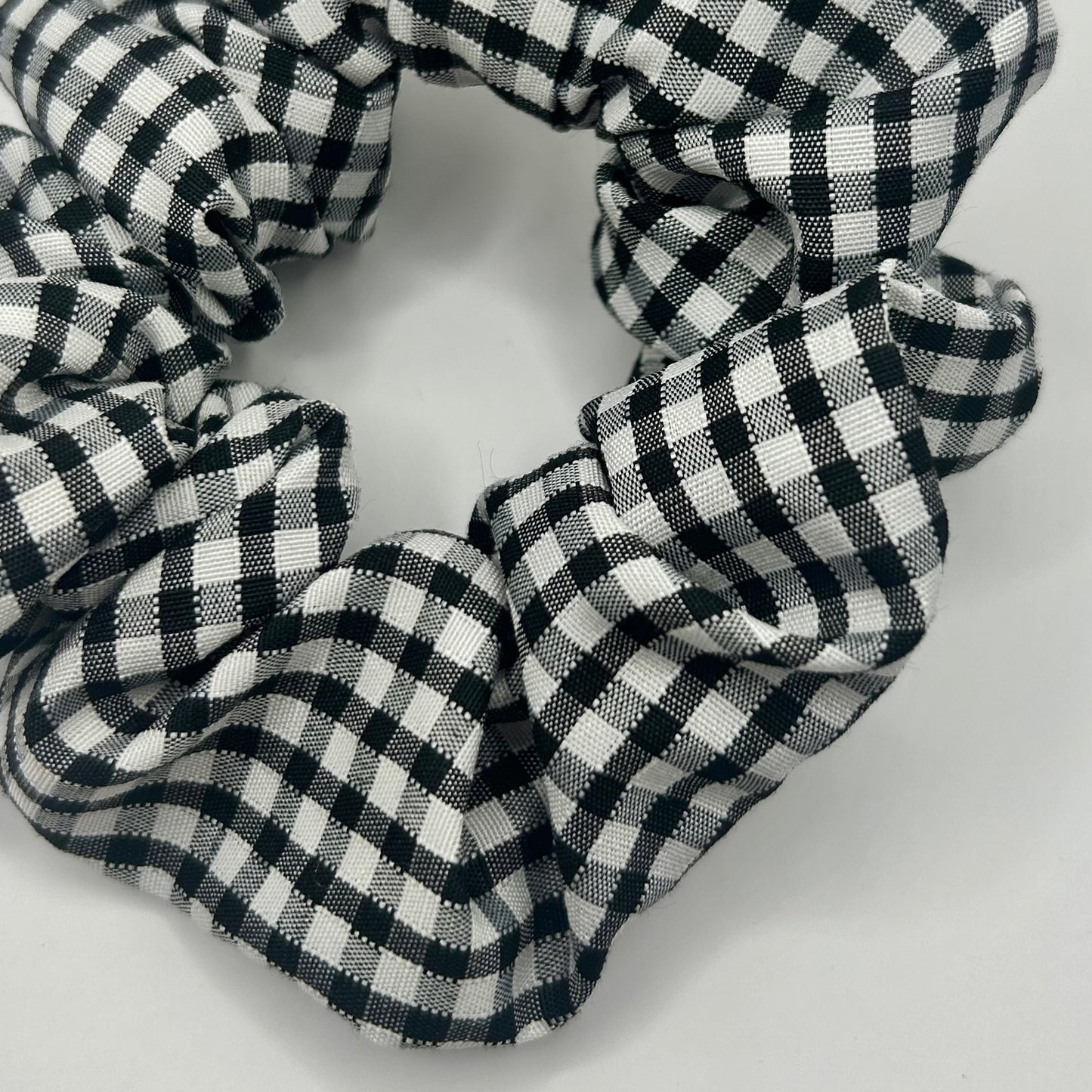 Black and White Gingham Scrunchie