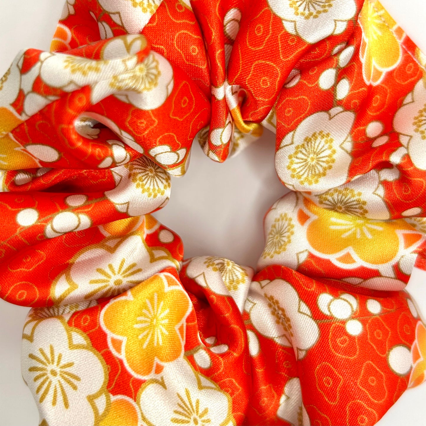 Red Oriental Satin Scrunchie