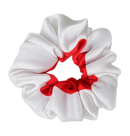 England Red & White Satin Scrunchie