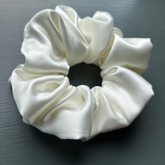 Ivory Satin Scrunchie