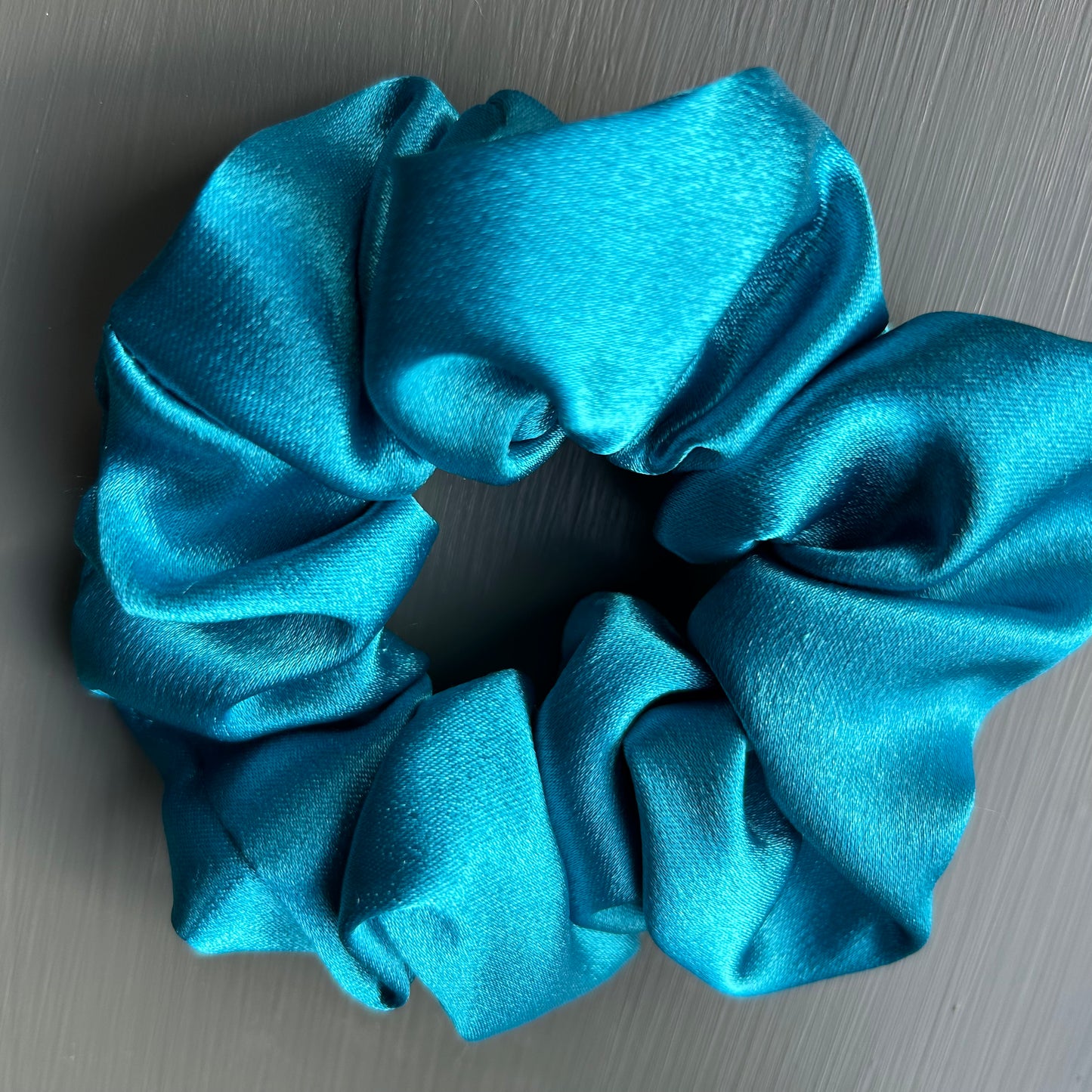 Turquoise Satin Scrunchie