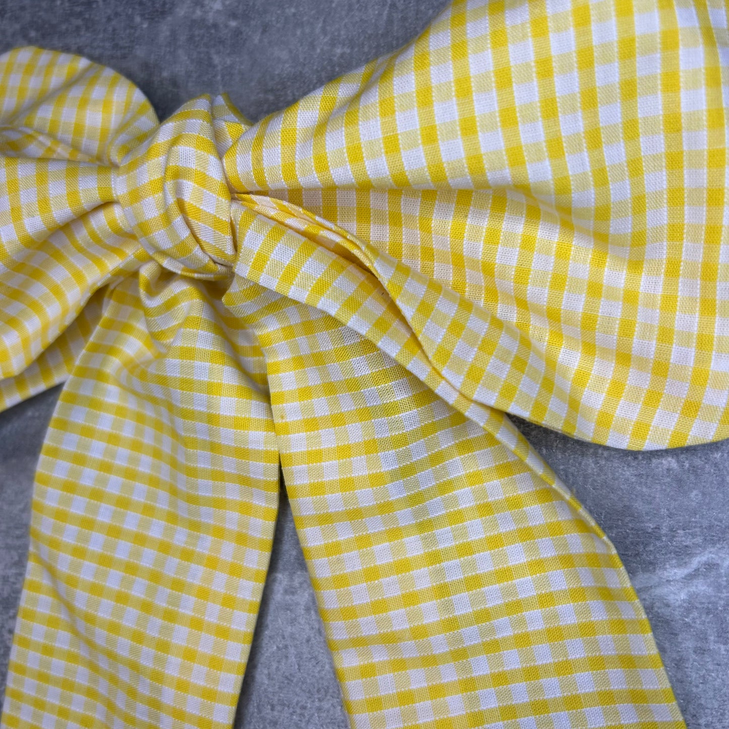 Yellow Gingham Hair Bow on Silver Clip