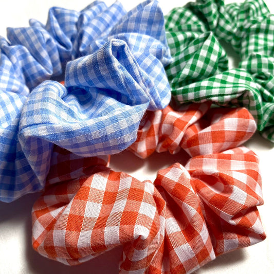Green Gingham Scrunchie