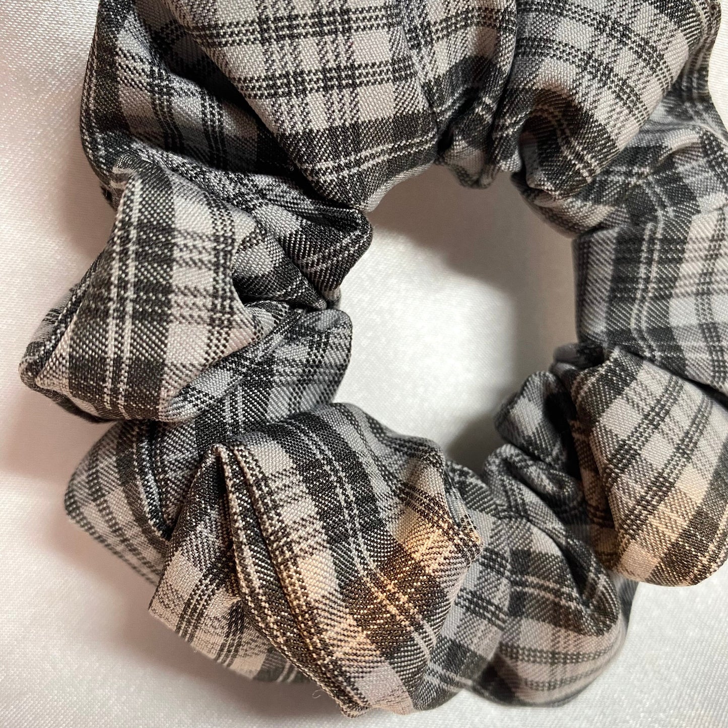 Grey Checked Scrunchie