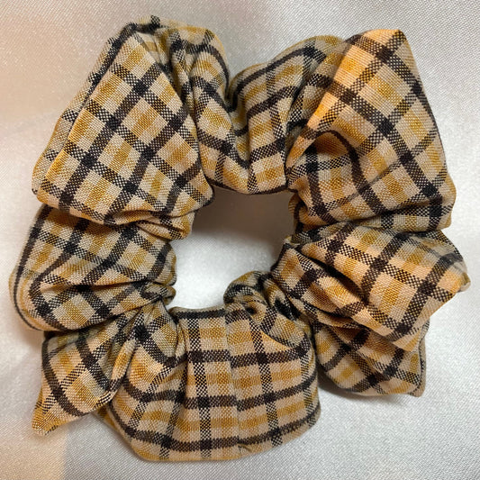 Yellow and Black Checked Scrunchie