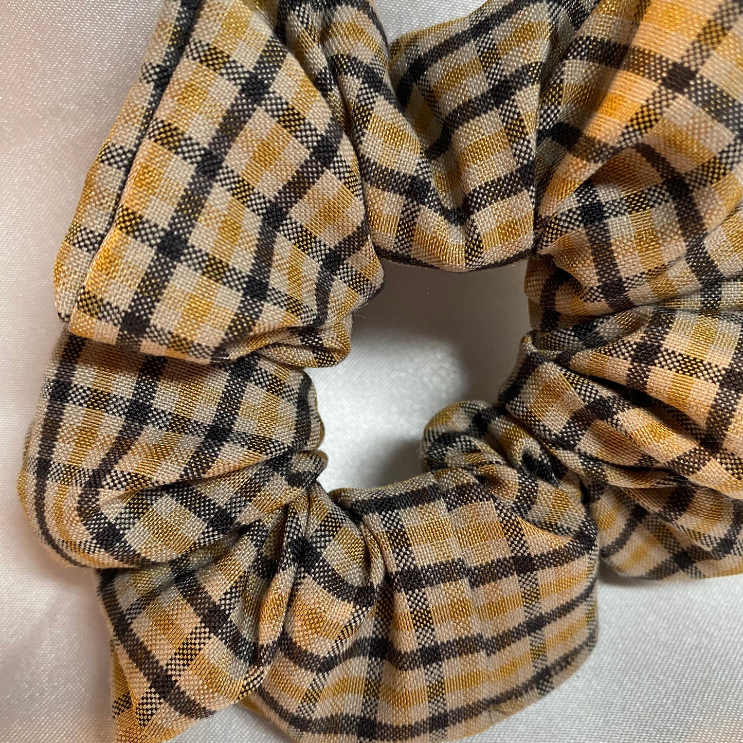 Yellow and Black Checked Scrunchie