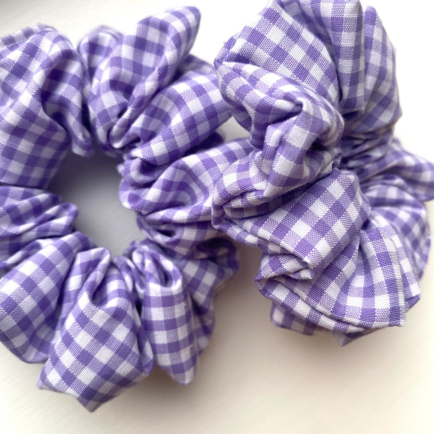 Lilac Gingham Scrunchie