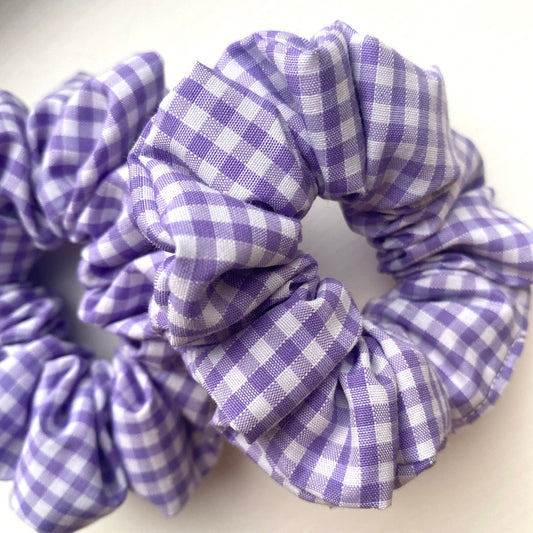 Lilac Gingham Scrunchie
