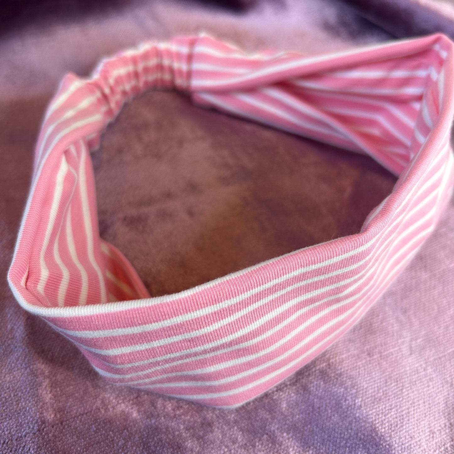 Pink Striped Jersey Headband