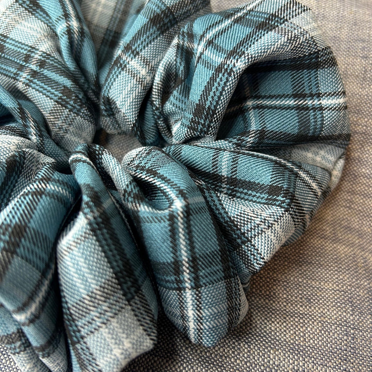Extra Large Blue Tartan Scrunchie