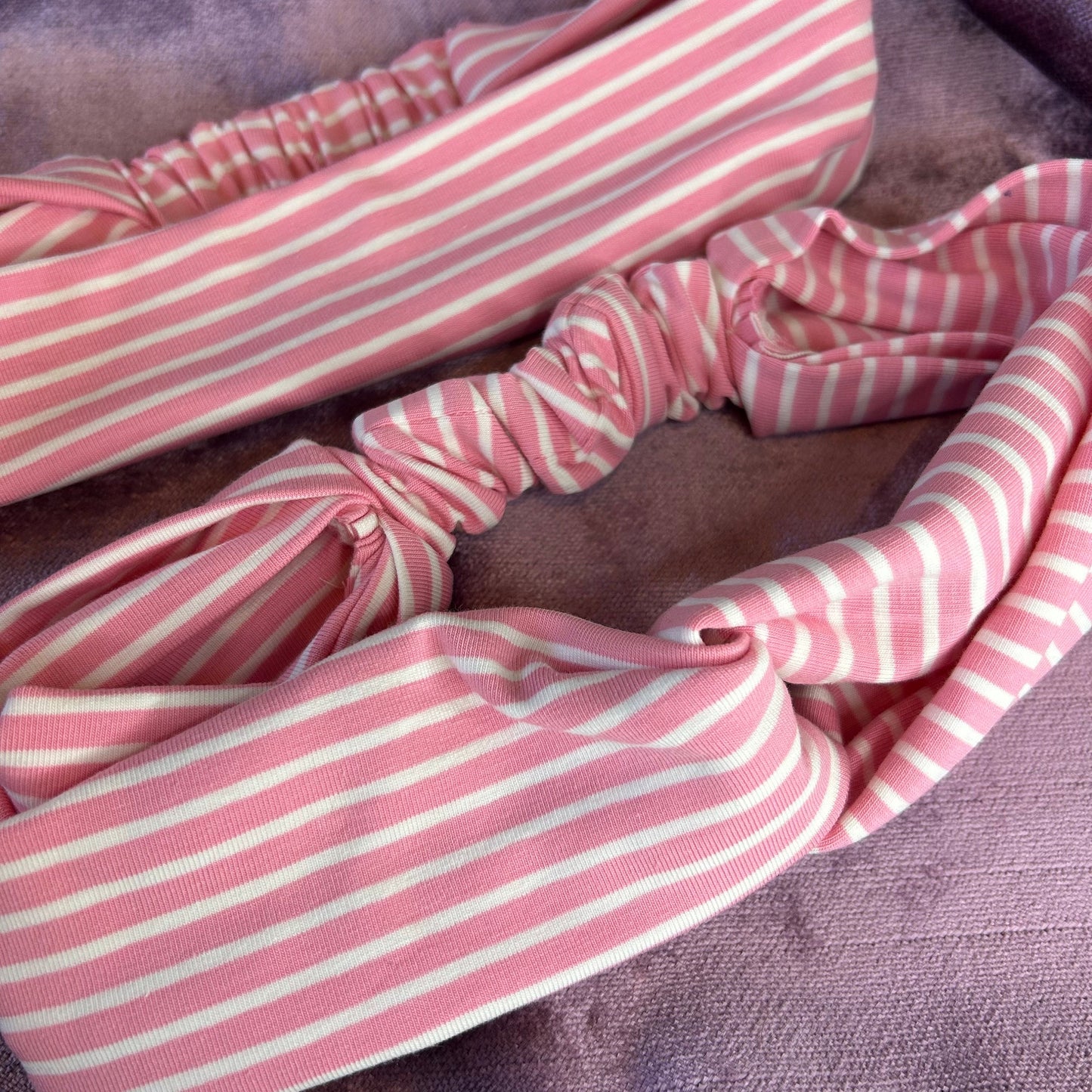 Pink Striped Jersey Headband