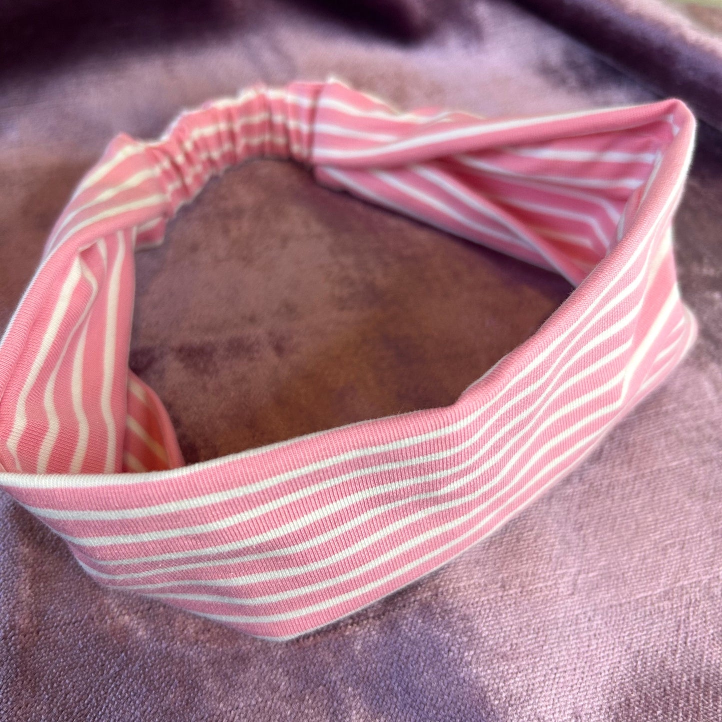 Pink Striped Jersey Headband