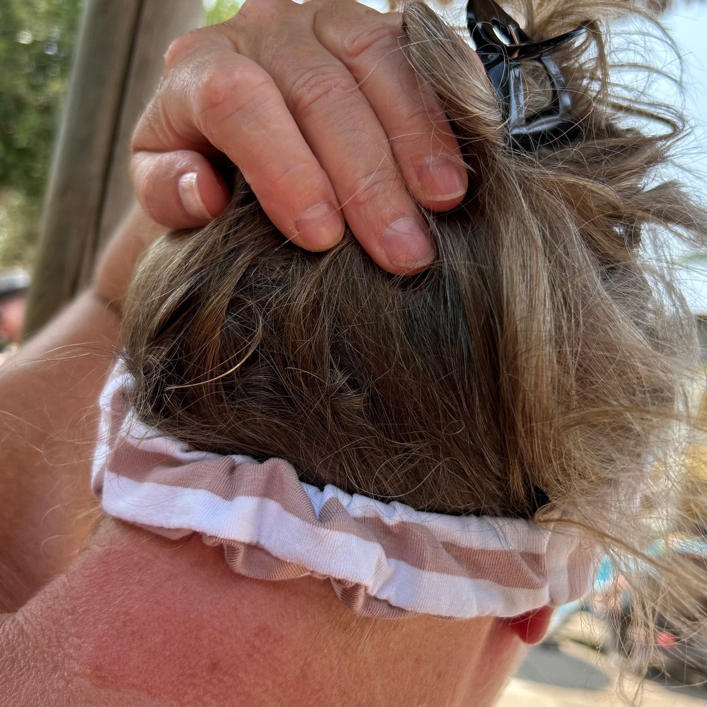 Dusky Pink & White Striped Jersey Headband