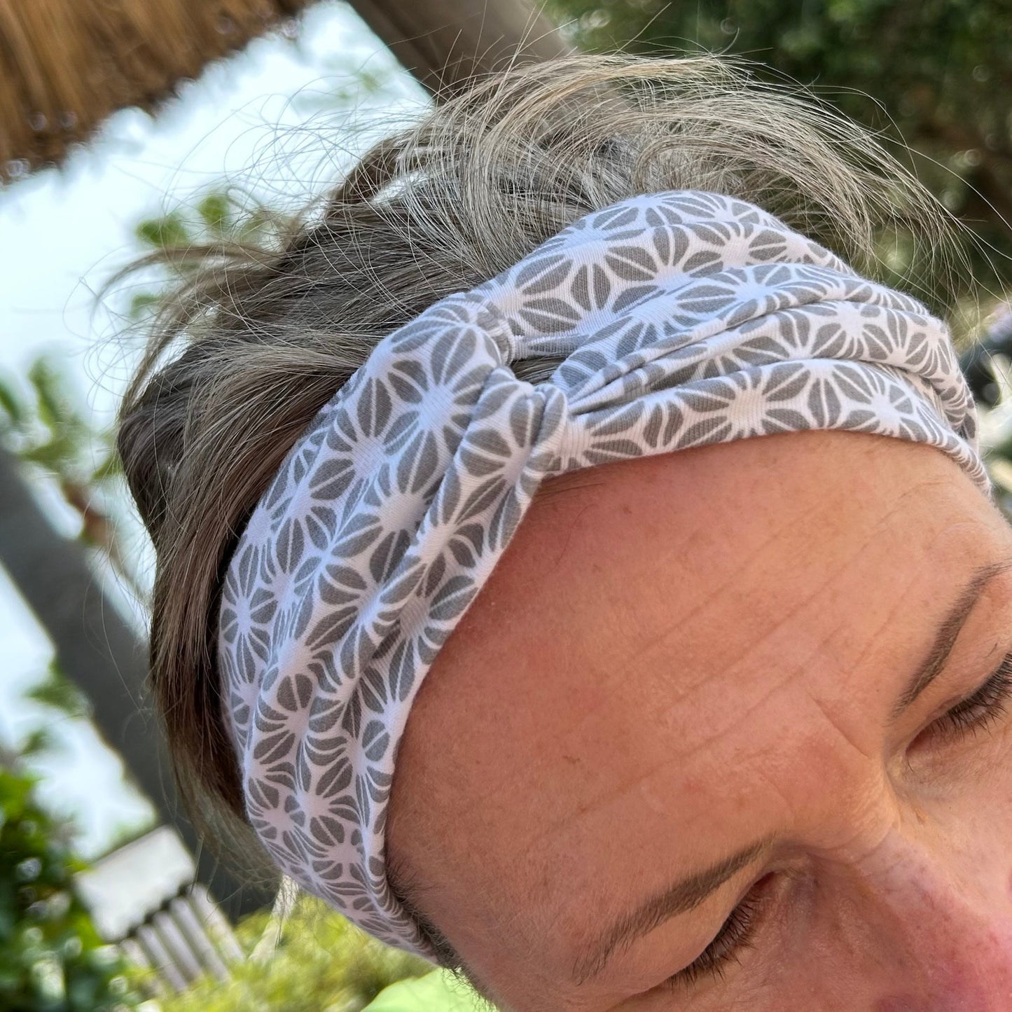 Light Grey Geometric Pattern Jersey Headband